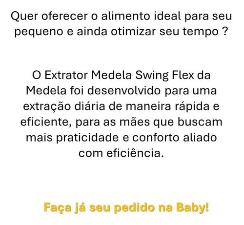 Extrator de Leite Materno Elétrico Medela Swing Flex, Medela, Amarelo