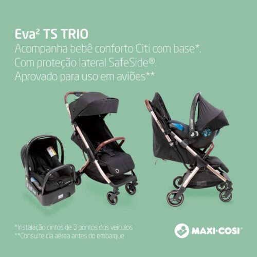 Travel System Eva² Trio, Maxi-Cosi, Essential Black Champagne